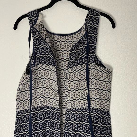 Ann Taylor Loft Shift Dress Woman's 6 Tapestry Geometric Ikat Print Navy Blue - Picture 13 of 16